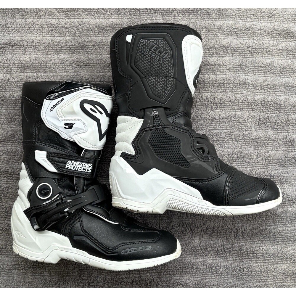 Alpinestars Tech 3s Boots Black White Kids Size 7